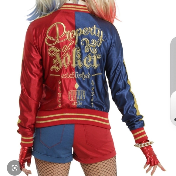 Suicide Squad Jackets & Blazers - Harley Quinn Red and Blue Jacket Suicide Squad Property Of The Joker